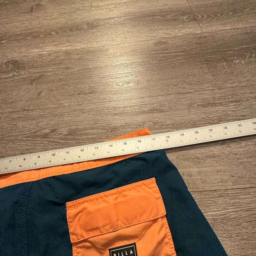 Billabong Board Shorts Mens 34 Blue Orange Recycled Surf Swim Trunks Beach Logo